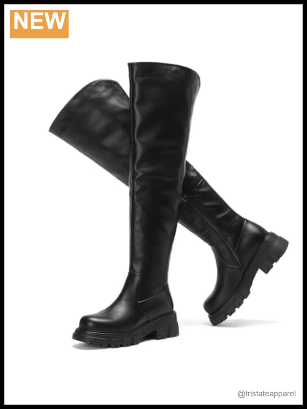 Women's Over the Knee Platform Boots Faux Leather Low Chunky Heel